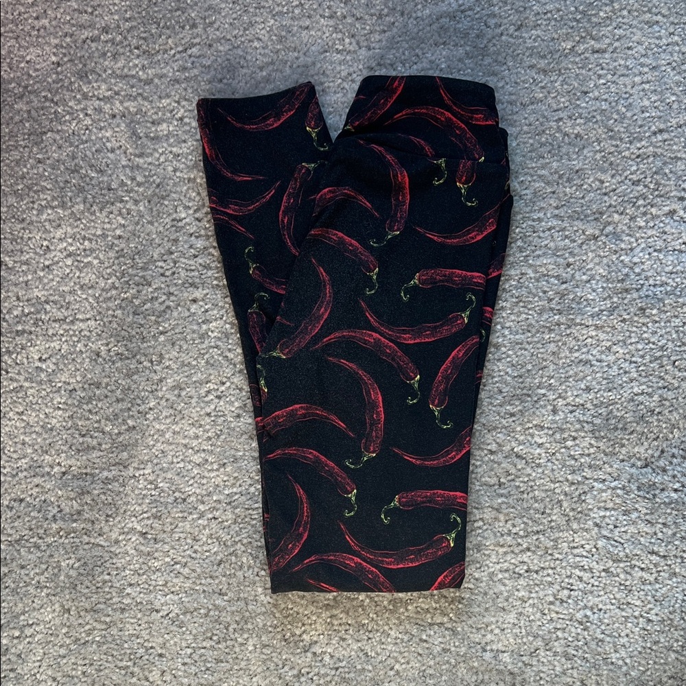 LuLaRoe Chili Pepper Print Kids Leggings